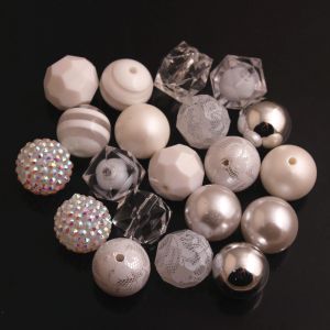 Pärlor oykza rb09 20mm vit färg blandad stil akrylpärlor 50 st många pärlor för bubblegum chunky pärlor halsbandsmycken