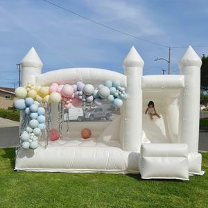 Atacado branco Bounce House com slide Casamento Inflável salto Bouncer Bouncy Castle Air Bouncer Combo Para Crianças Adultos Festa incluída soprador navio livre