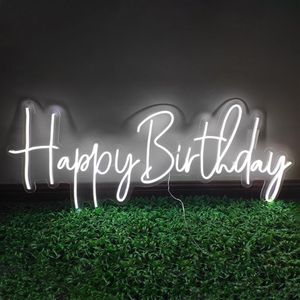 „Happy Birthday“-Wortschild. Andere Farben können individuell angepasst werden. Hochzeitsdekorationen, Wanddekoration, LED-Neonlicht 12 V Super B220t