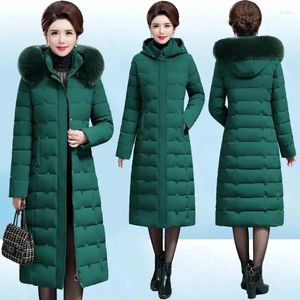 Frauen-Trenchmäntel 20243 Mittleren Alters Frauen Daunenbaumwollmantel Winter Lange warme Steppjacke Weibliche beiläufige Kapuzen-Parka-Mantel 6XL