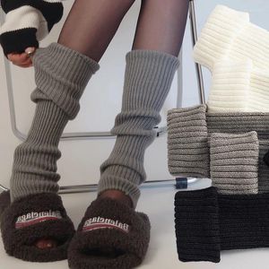 女性靴下ロリータY2K女性脚ウォーマー日本の長いウールニットフットカバーアーム暖かい秋の冬のかぎ針編みヒープソックブーツカフ