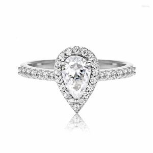 ペンダントネックレスAnujewel 1ct Pear Cut Moissanite Engagement Wedding Ring 925女性のためのスターリングシルバーリングWhole266g