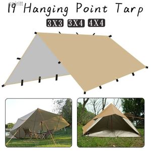 Skugga diy 19 hängande punkter tält tarp skärm överlevnad sol skydd skugga canopy utomhus ryggsäckande vattentät camping awising sunshade yq240131