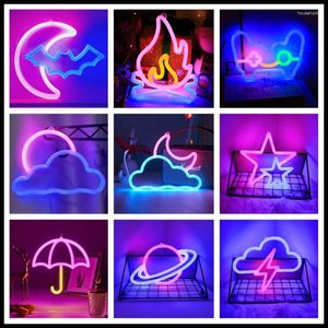 Gece Işıkları Led Parlak Neon Işık Gamepad Ateş Ay Yıldız Modelleme Lamba Odası Duvar Sanatı Dekorasyon Toptan Noel Doğum Günü Düğün