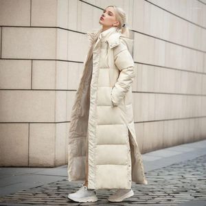 Women's Trench Coats X-Long Parkas Casual Winter Jacket With Hood Fashionable Slim Fit Thickened Cotton Coat