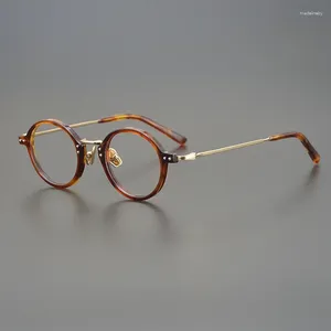 Okulary przeciwsłoneczne Ramki ręcznie robione retro mała okrągła rama czysty tytanowe okulary Ultra-Light Male Wysokość nmber krótkowzroczność styl designerski