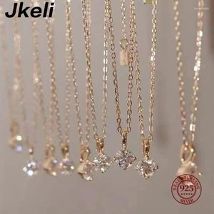 Pendants Jkeli -S925 Pure Silver 14k Gold Pendant Multi-functional Single Diamond Necklace With Six Claws Zircon For Women Gift