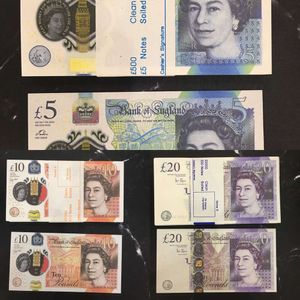 Prop Money Toys UK Pounds GBP British 10 20 50記念偽のメモ子供のためのおもちゃ