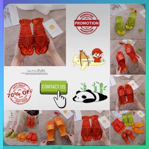 Designer Casual Platform Lobster Slippers Summer Sliders Men Kvinnor Sandaler Rödgrön Minne Tjock kudde Parent Child Slipers Slides Size24-45