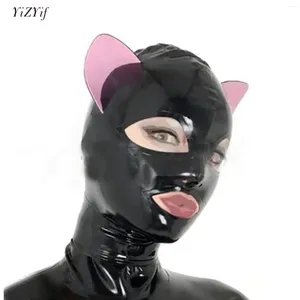 Suprimentos de festa feminino lingerie látex capuz máscara cabeça capa com zíper para night club cosplay role play