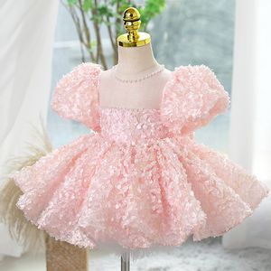 2024 concurso de princesa rosa Glitz Girls Frist Community Vestres Fuchsia Little Baby Camar Flower Girl Dress Vesti