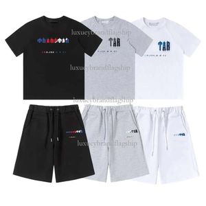 Mens Designer Trapstarf T Shirt Trapstar Track Suits T Shirt Designer Embroidery Letter Black White Grey Rainbow Color Summer Sports Cord Top Short Sleeve