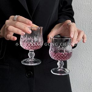 Wine Glasses 180ml Elegant Glassware Cocktail Vintage Relief Tall Champagne Glass Transparent Drinking Drinkware Goblet Juice Cup