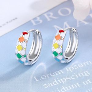 Stud Earrings FOXANRY Prevent Allergy For Women Fashion Creative Multicolor Checkerboard Geometric Birthday Party Jewelry Gifts