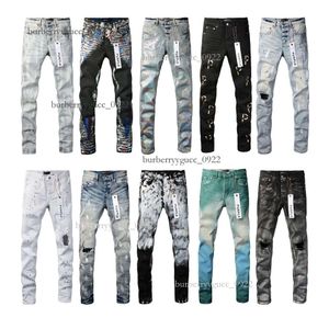 Qualidade Mens Roxo Designer Angustiado Rasgado Motociclistas Mulheres Denim Carga para Homens High Street Fashion Jeans Vendas Diretas da Fábrica A013