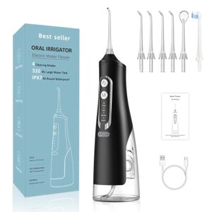 Oral Irrigator Rechargeable Water Flosser Portable Dental Water Jet 310ML Water Tank 6 Nozzle Waterproof Teeth Cleaner240129