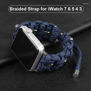 Watch Bands Nylon Braided Strap For Apple Band Series 7/6/5/4/3 SE Metal Sport Bracelet Iwatch 41/45/38/40/42/44mm Adjustable Man
