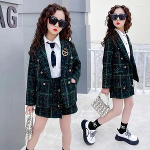 Clothing Sets Designer Style Baby Girls Outfits Blazer Culottes 2pcs Kids Clothes Set 2-16 Years Coat Pants Teen Girl