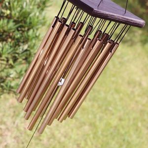 Wood and Metal Aeolian Bells Hanging 16 Tubes Wind Chimes Yard Garden Outdoor Living Windchimes Home Decor Christmas Gift Y200903294M