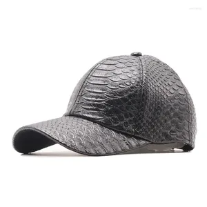 Cappellini da baseball Moda alta qualità PU in pelle di serpente Baseball per uomo Donna Solido nero finto berretto Casual Snapback all'ingrosso