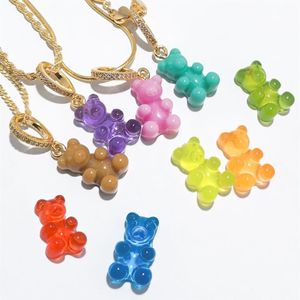 GD Samma Crystal Korea East Gate Color Bear Gummy Pendant Hjärtformad halsband Herr- och kvinnors smycken Tillbehör. Wome253C