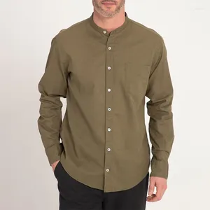 Camicie casual da uomo 2024 bottoni in tinta unita colletto rovesciato manica lunga magliette larghe uomo moda abbigliamento da lavoro