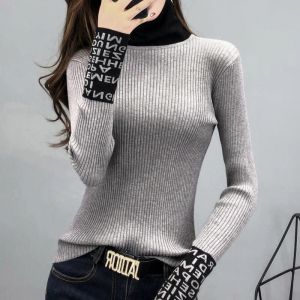 Donne di moda stretta maglione di base sottili a maniche lunghe maglioni e pullover curiosi maglioni magri signori a maglia