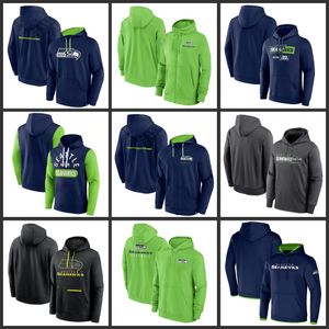 Seattle''seahawks'men Neon Green Midine Club Fleece Pullover full-zip hoodie