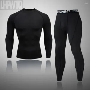 Men's Thermal Underwear High Quality Solid Colors Men Winter Running Compression Suit Leggings Sport Fitness Long Johns Set