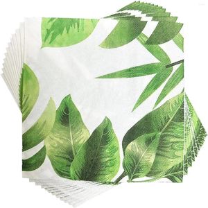 Tovagliolo da tavola 100 pezzi Tovaglioli di carta Plam tropicale Verde foglia a tema Cocktail Asciugamani da pranzo quadrati a 2 veli per Baby Shower Vacanze di compleanno