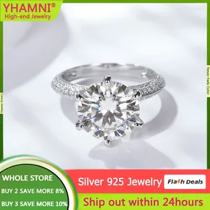 Cluster Rings YHAMNI With Credentials Original 925 Silver Ring Round 2 Zirconia Diamant Wedding Band Women Accessories Fine Jewelry