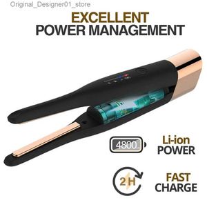 ヘアドライヤーワイヤレス平らな鉄ポータブルヘアストライグライナーUSB 5000MAH 2 in 1ヘアストレートナー充電コードレスカーラースタイリングツールQ240131