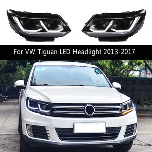 VW Tiguan LEDヘッドライトアセンブリ13-17オートパーツDRLデイタイムランニングライトストリーマターンシグナル高ビームエンジェルアイプロジェクターレンズ