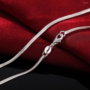 Hängen 16-30 tum 925 Sterling Silver Necklace 2mm Charms Wedding Party Flat Snake Chain Cute for Women Men Fashion Fit Pendant