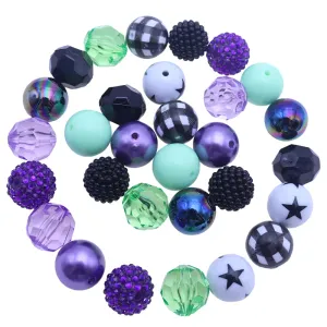 Pärlor Halloween 20mm chunky gumball akrylpärlor 20st Black Purple Green Slumpmässigt blandade kombinerade akrylpärlor för smycken