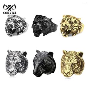 Cluster Anéis Corvici Marca Tiger Head Viking Vintage Gótico Estético Retro Aço Inoxidável Biker Acessórios Jóias Para Mulheres Homens