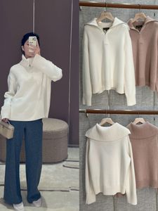 Womens Sweaters Winter loro Cashmere Solid Color Lapel Pullover Long Sleeve Sweater piana