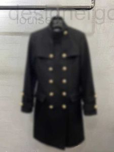 여자 양모 블렌드 디자이너 Bal Double Breasted Cashmere Coat 겨울 새로운 스타일 슬림 한 스탠드 칼라 긴 검은 모직 476g