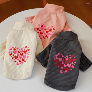 Dog Apparel Heart Pattern Turtleneck Sweatshirt For Small Dogs And Cat Hoodies Shirt Pet Clothes Spring Valentine's Day Sweet Chihuahua York