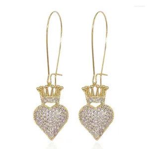 Dangle Küpeler Sinzry Satış Kostüm Takı Kübik Zirkon CZ Heart Crown Kadınlar Moda Korece Damla