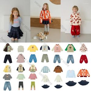 Conjuntos de roupas 2024 outono / inverno vintage menina camisola bebê bonito coelho malha crianças quente camiseta conjunto saia brincalhão