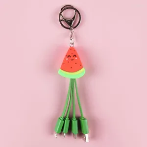 Cartoon Watermelon Smiley Face KeyChain Data Cable Mobile Fast Charging