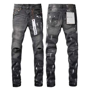 Purple Brand Jeans American High Street Hole Grey Paint 9039 2024 NOWOŚĆ TREND MOSYKI WYSOKIEJ WYSOKIEJ JEANS