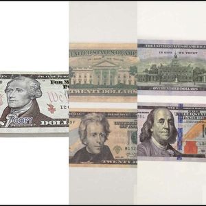 Andere festliche Partyversorgungen Kindergeschenk USA Dollar Party Lieferungen Requentieren Geldfilm Banknote Paper Novelty Toys 10 20 50 100 DO803037958GP