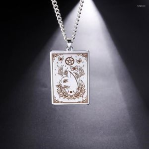 Pendant Necklaces Teamer Witch Cat In The Flowers Magic Circle Butterfly Stainless Steel Jewelry Choker Vintage Gifts For Friend2215