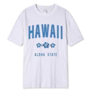 Men's T-Shirts Hawaii Aloha State Letter Printing T-Shirts Men Women Summer Cotton Soft Short Sleeve Loose Hip Hop Tee Clothing Pattern T-Shirt