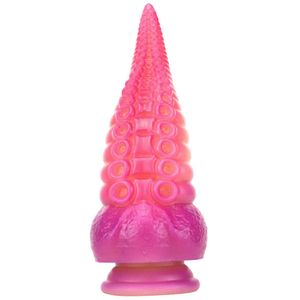 Dildi Polpo Silicone Trucco Pene Colore sfumato Plug anale per uomini e donne Tipo di ingresso graduale Masturbatore vestibolare prodotto per adulti