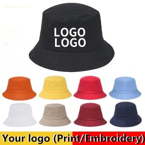 Free logo print embroidery bucket hats Custom fisherman cap Leisure hats outdoor Basin caps Panama gorros cotton sun hat