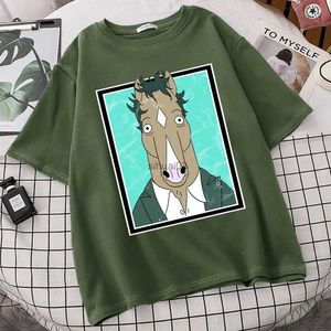 Homens camisetas Horseman Personalidade Padrão Camisetas Homens Tendência Coreana Tops Manga Curta S-3XL Camisa Masculina Design Homem Engraçado Camisetas