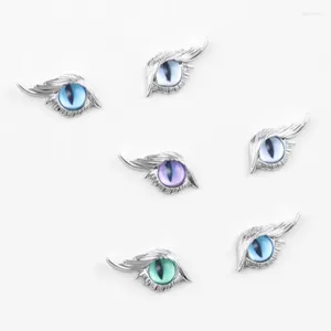 Stud Earrings Fashion Silver Color Angel Feather Wings Cat Eye Glass Devil's For Women Party Jewelry Gifts